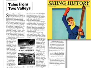 Review of Squaw Valley and Alpine Meadows: Tales From Two Valleys in Skiing History, May-June 2013